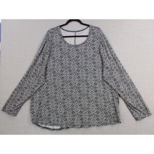 Lane Bryant Plus Size 26/28 Black & White Long Sleeve Top‎ With Geometric Print